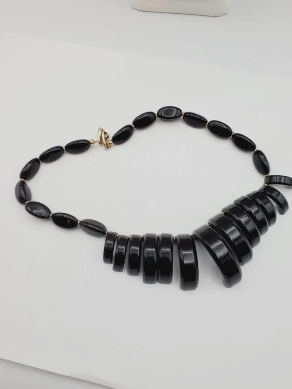 Napier Black Glossy Graduated Bead Necklace
